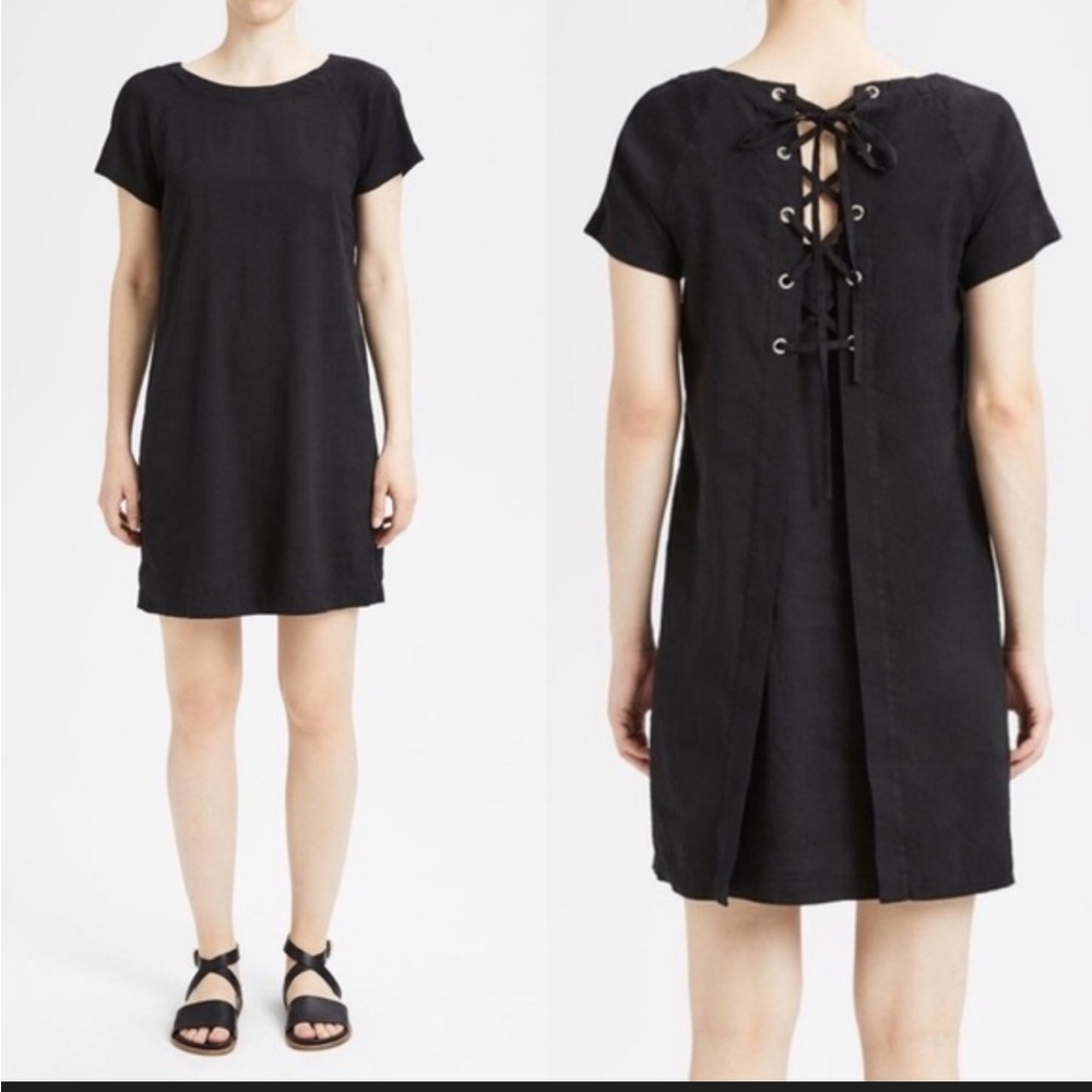 Theory Black Lace-Up Midi Dress